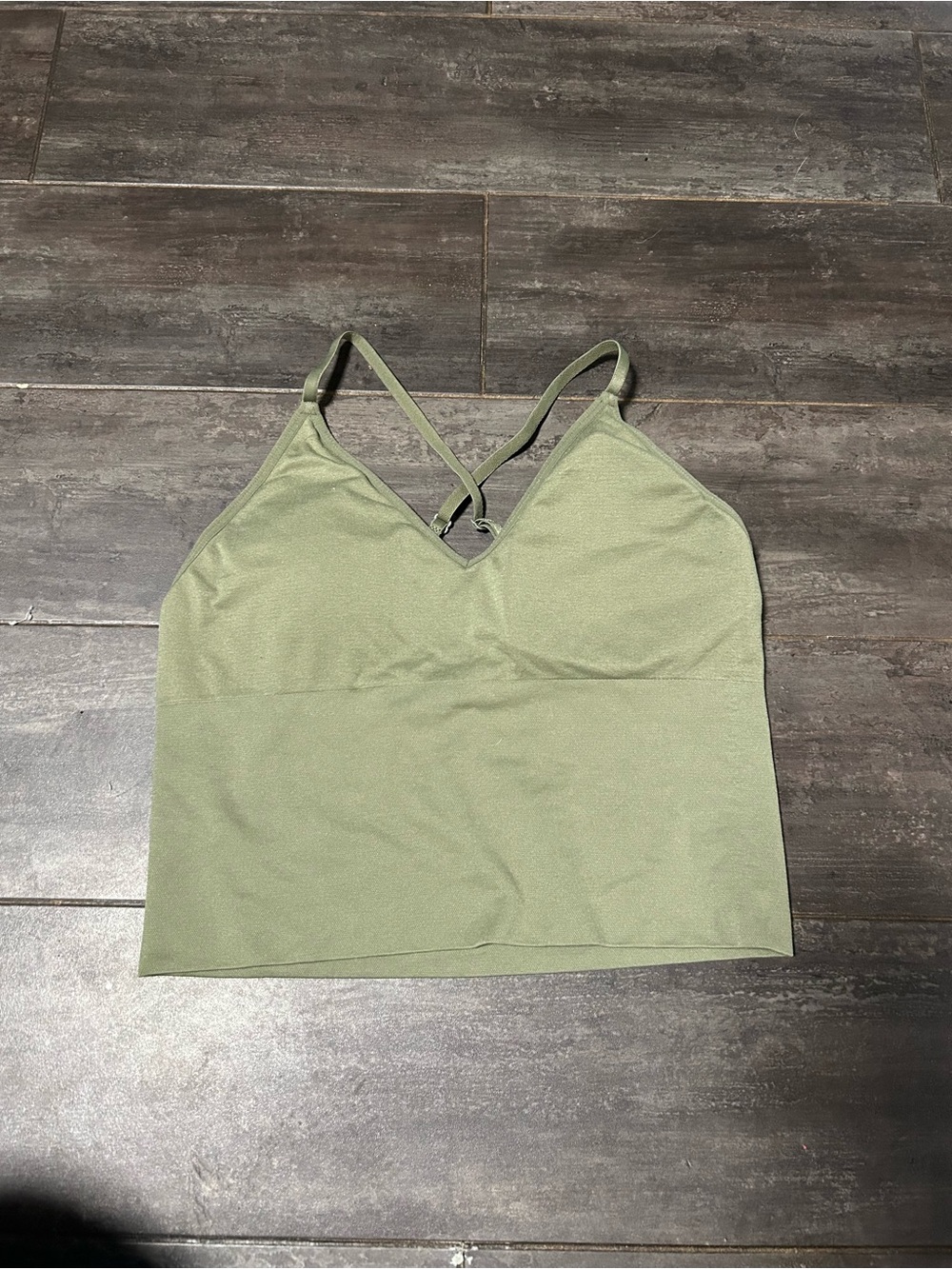 Streetwear Society Olive Green Scoop Neck Crop Tank